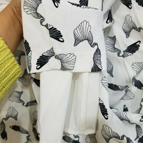 🪽Designer Women Sz S dress pant SAMSOE SAMSOE plumes pattern office pant White - Picture 5 of 10